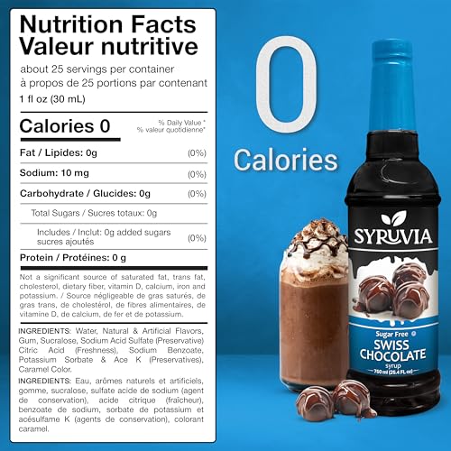 Syruvia Sugar-Free Salted Caramel & Sugar-Free Swiss Chocolate Coffee Syrup - 25.4 fl oz Premium Coffee Flavoring Syrup. 0 Calories, Kosher, and Gluten-Free. Ideal for Drinks, Desserts, and More. - image 3
