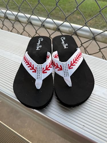 Cocomo Soul Rhinestone Baseball Flip Flops | Baseball Sandals | Baseball Mom Flip Flops (9)