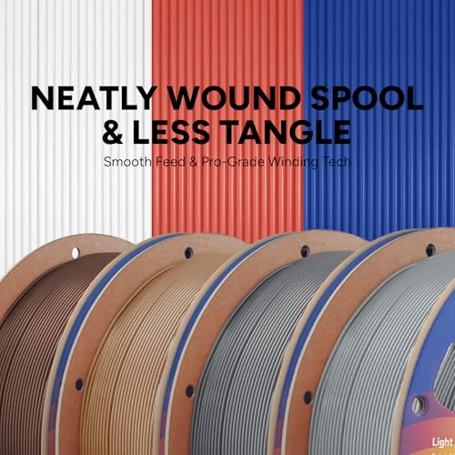 Image of OVERTURE 4KG Bundle High Speed PLA Filament 1.75mm, Neatly Wound 3D Printer Filament 4 Pack 1kg Spool (2.2lbs) Rapid PLA, Fit Most FDM 3D Printers (Light Grey+Space Grey+Brown+Chocolate)