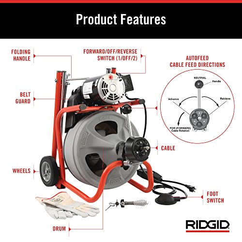 RIDGID K-400 Drain Cleaning 115-Volt Drum Machine Kit with AUTOFEED Control and C-32IW 3/8
