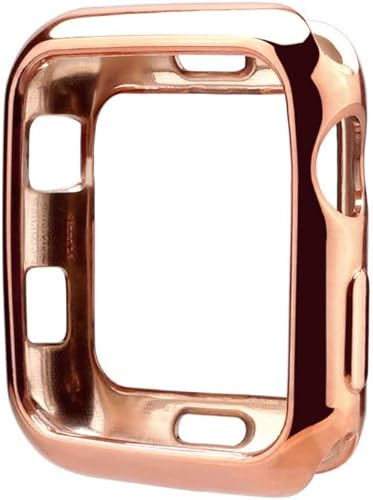 Vista 23 de CASETiFY Impact - Funda para reloj [bisel de aluminio cepillado] compatible con Apple Watch Series 4-6, SE, 1.575 pulgadas, color dorado Oro