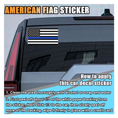Image of American Flag Decal Thin Blue Line Sticker, 5.8 inchx3 inch Blue Lives Matter Flag Sticker Vinyl US Flag Decal - Support Police Law Enforcement Officer Sticker for Car, Truck, Window, Bumper (Classic Flag)