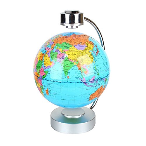 Globes World, 8" Magnetic Floating Globe With Led Light - Anti-Gravity Levitation Rotating Planet Earth Globe Stylish Home Office Desktop Display Decoration (Blue) #TOP1