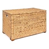 happimess HPM9005A Anada Wicker Weave 30' Storage Trunk, Wooden Frame/Water Hyacinth, Farmhouse, Transitional, Coastal, Rustic for Office, Dorm Room, Living-Room, Bedroom, Dining-Room, Natural