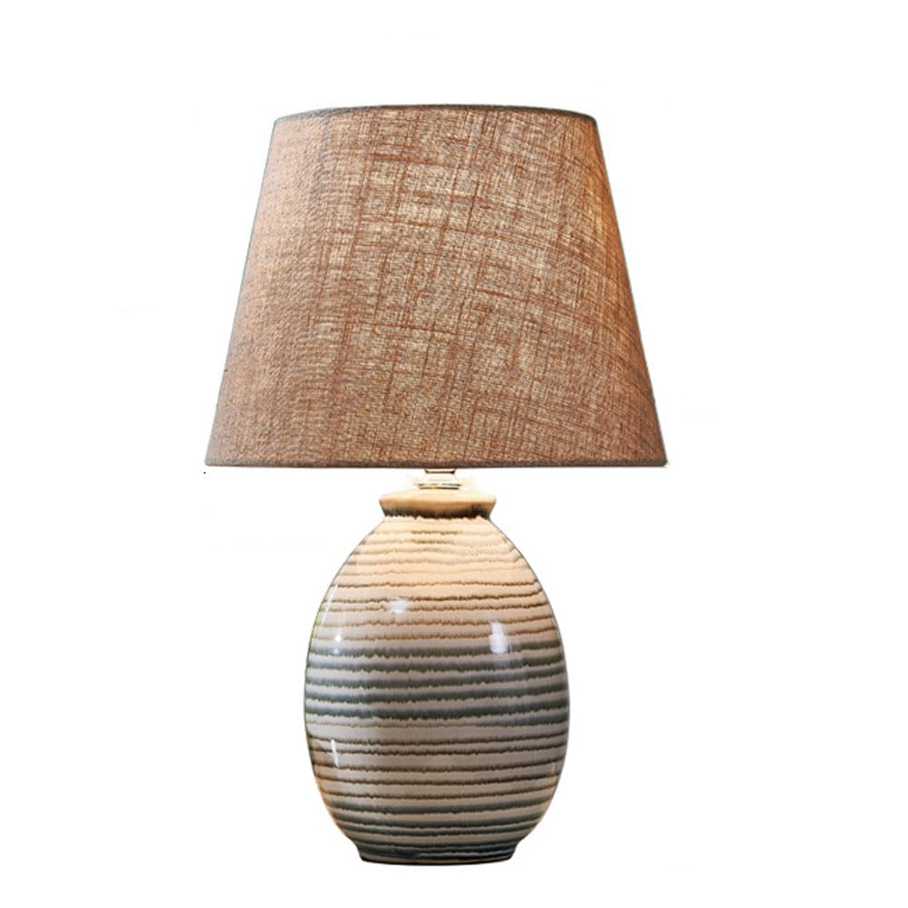 SANBDDLYY Hand-Painted Chinese Ceramic Table Lamp Warm Fabric Shade - Elegant E26 Indoor Lighting for Bedroom, Living Room, and Study(A)