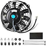MuHize 7 Inch Electric Radiator Fan Kit - Upgraded Slim Universal Replacement, Easy Installation Low Noise Puller Fan 12V 80W for Car, Truck Cooling System & A/C