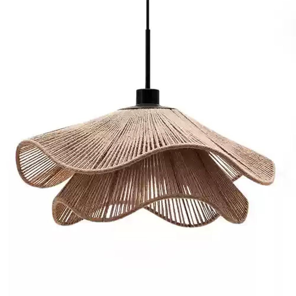 CSSYKV Japanese Wabi-sabi Retro Fixtures Unique 2-Layer Hemp Rope Lampshade Weave Decoration Hanging Light Fixtures, Adjustable Height for Kitchen Island Dining Table Bar Primitive Lighting Fitting