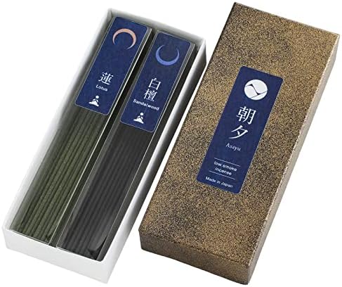 Asayu Japan Low Smoke Incense Sticks Yoga Scent Set (Lotus and Sandalwood), Made in Japan 40gr Quality Variety Pack for Meditation - Yoga Lotus & Sandalwood
