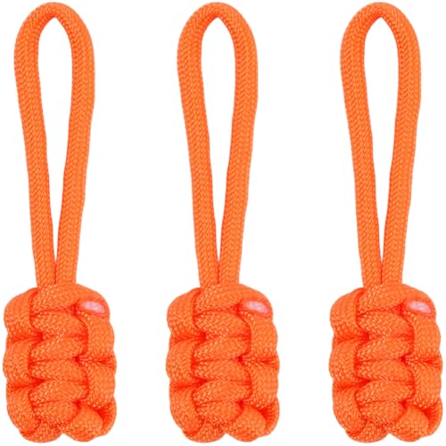 Image of GORGECRAFT 10Pcs Zipper Pulls Replacement Woven Cord Zipper Pulls Polyester Rope Zip Puller Extender Orange Slider Slider Handle Tab for Purses Handbag Suitcases Backpack Luggage Clothing Accessories