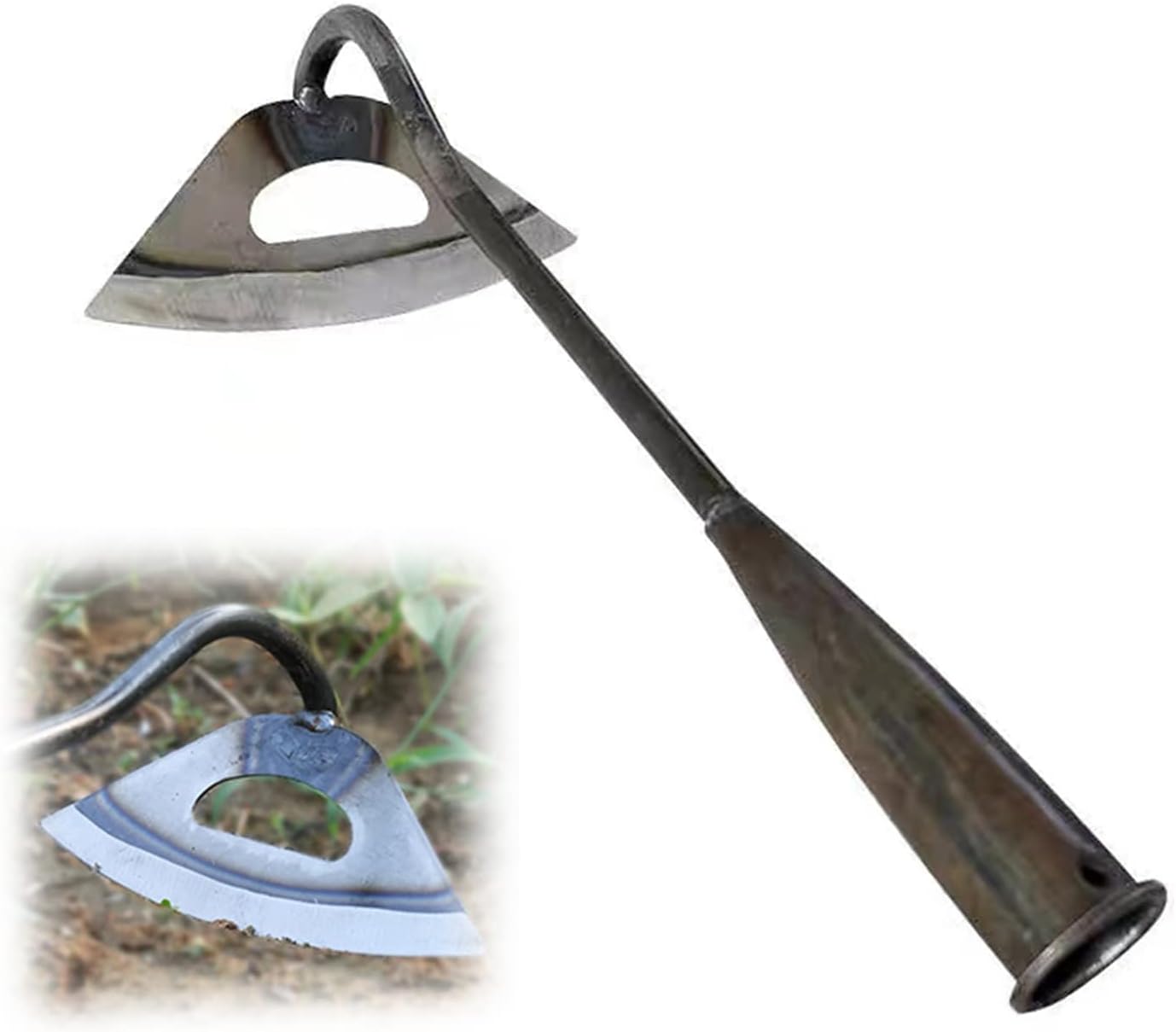 Garden hoe Hollow Hoe Gardening Tool All-Steel Hardened Hollow Hoes Weeding Hoe Portable Household Vegetable Garden Shovel, Soil loosening Planting Tool can be Extended with long hander (0.95)