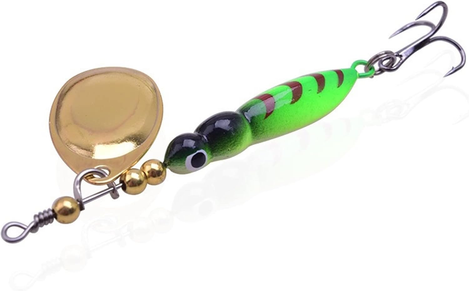 10Pcs 7cm 14g Luminous Spinnerbaits with Metal Sequin Treble Hook Rotating Spoon Fishing Lures Composite Bait Large Mouth Bass Fishing Tackle (Color : D)