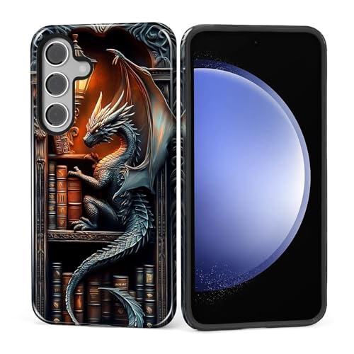 ZHEGAILIAN Case for Samsung Galaxy S26,Shockproof Hard Shell + Soft Silicone 2 in 1 Hybrid,Shockproof Bumper Drop Protective- Black Bookish Dragon