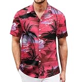 Hawaiian Shirt for Men Short Sleeves Tropical Printed Casual Button Down Summer Beach Floral Shirts