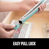 Vista 6 de GORILLA GRIP Pinzas de cocina de acero inoxidable resistentes al calor para cocinar, 9 + 12 pulgadas, juego de 2 pinzas para barbacoa, punta