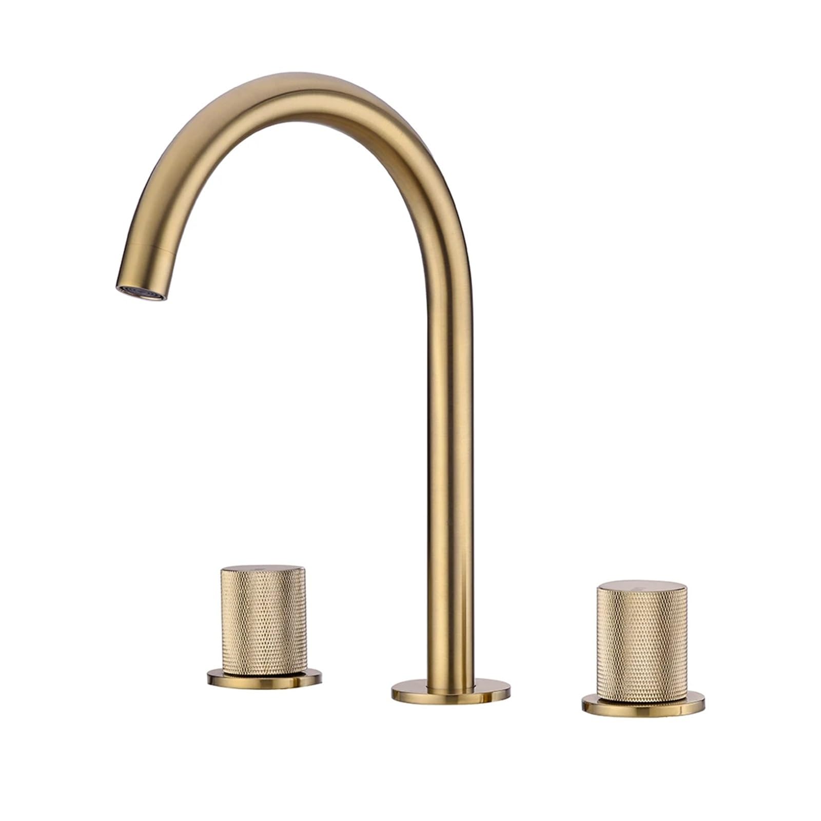 Miscelatore per Lavabo, Rubinetto per Lavabo, Nero, Montaggio su Piano, in Ottone, Doppio Supporto, Tre Fori, Acqua Calda E Fredda, Rubinetteria per Lavabo,Gold
