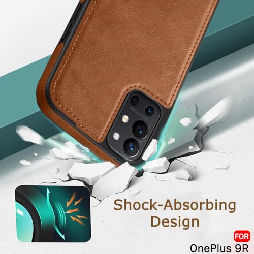Image of TheGiftKart Genuine Leather Finish Back Cover Case for OnePlus 9R 5G | Shockproof Design | Raised Edges for Camera & Screen Protection | Stunning Minimalist Design Back Cover for OnePlus 9R (Brown)