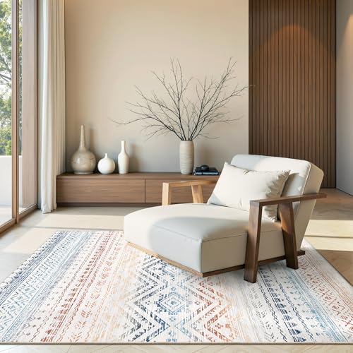 Miukiki 3x5 Washable Area Rug Moroccan Soft Non Slip Entryway Rug Multi
