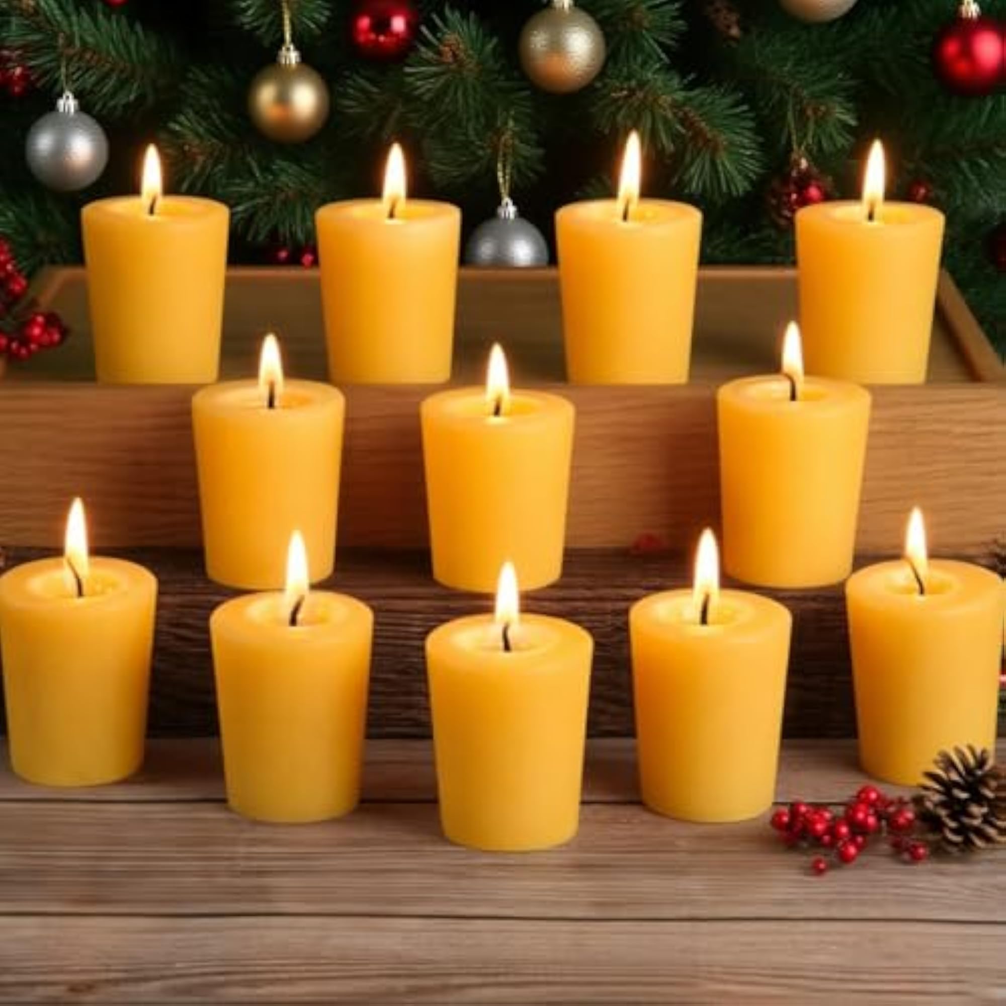 12 Pack Beeswax Votive Candles