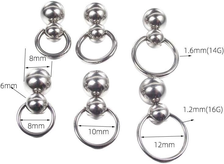 16G 14G Stainless Steel Captive Bead Hoop Ring Double Ball Body Piercing Jewelry