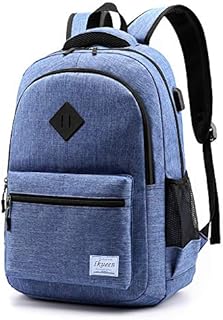 Ikueen Laptop Backpack Waterproof Unisex Casual Rucksack with USB Charging Port School Bag for Teenager (Snow Blue)