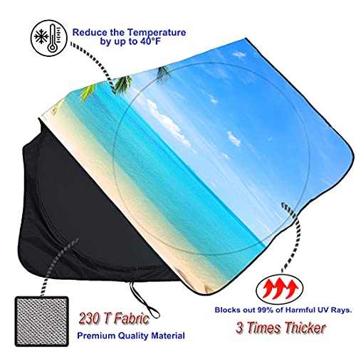 Gven Windshield Sun Shade, Car Shade Front Window Sunset Style Sun Visor For Car Shield Blocks Uv Rays Automotive Interior Sun Protection For Car Truck Suv (Palm Tree+ Forest) #TOP4