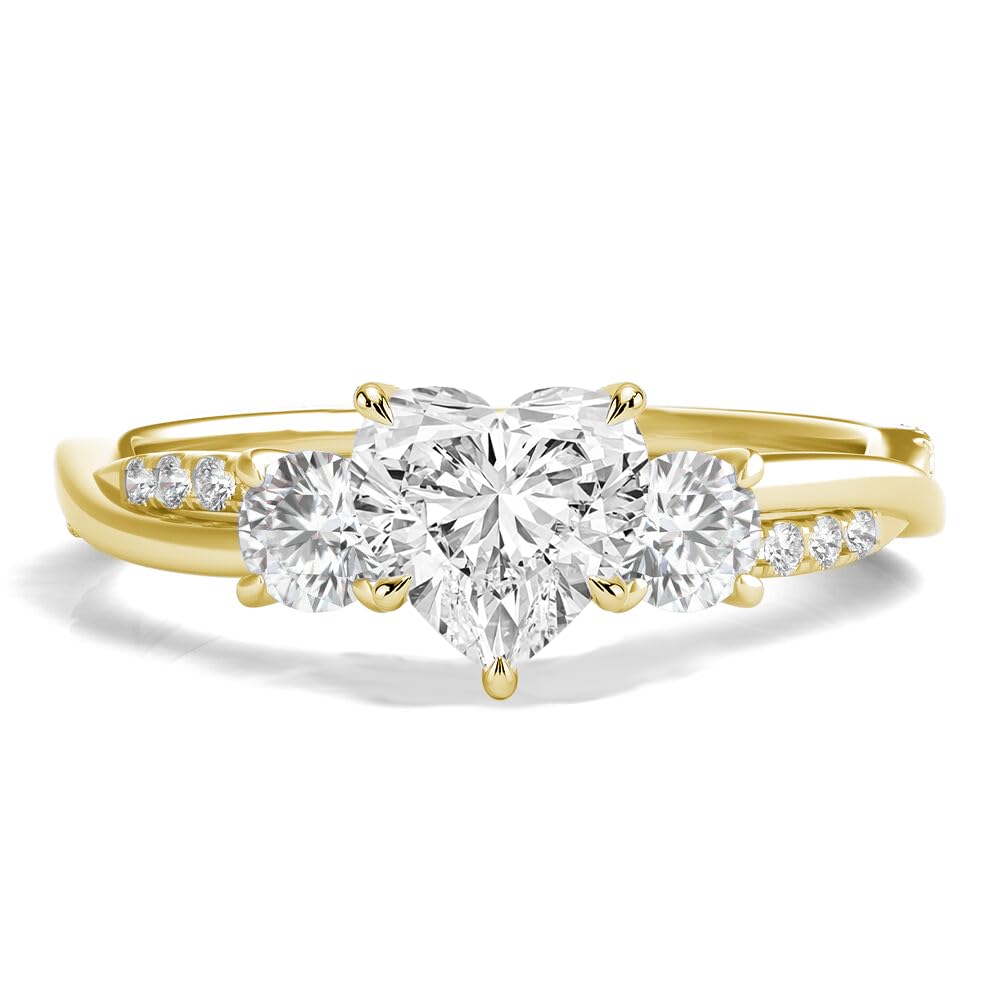 3 Edelsteine Verlobungsring Damen 925 Sterling Silber Eheringe Frauen Ringe 1.28-3.28 ct 5A Zirkonia Personalisierte Individuelle Gravur Ring