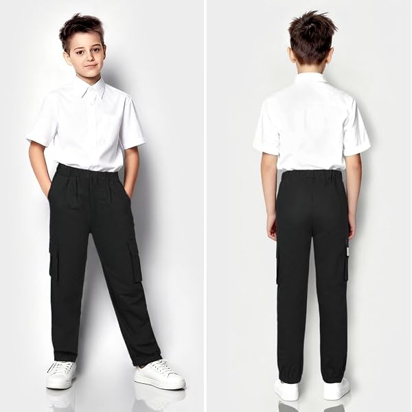 Pantaloni Jogging Cargo Ragazzo, Pantaloni Slim Cargo con Elastico in Vita Bambino, pantaloni da jogging per bambini,Pantaloni casual da ragazzo - 2