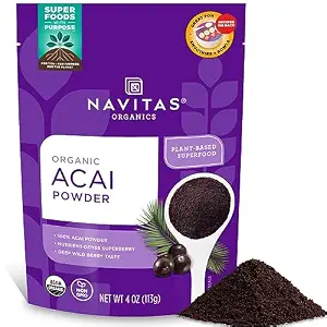 Navitas Organics Acai Powder – USDA Organic, Non-GMO, Gluten-Free, Vegan, Keto & Paleo Friendly – 4oz (38 Servings)