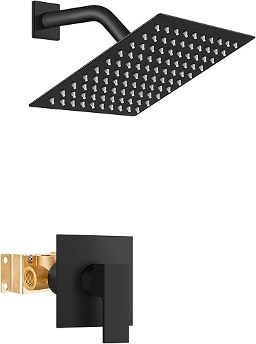 Miniatura 19 de Airuida Juego de grifo de ducha cromado pulido, kit de molduras de ducha de una sola función, sistema de ducha de lluvia para baño, cabezal de ducha