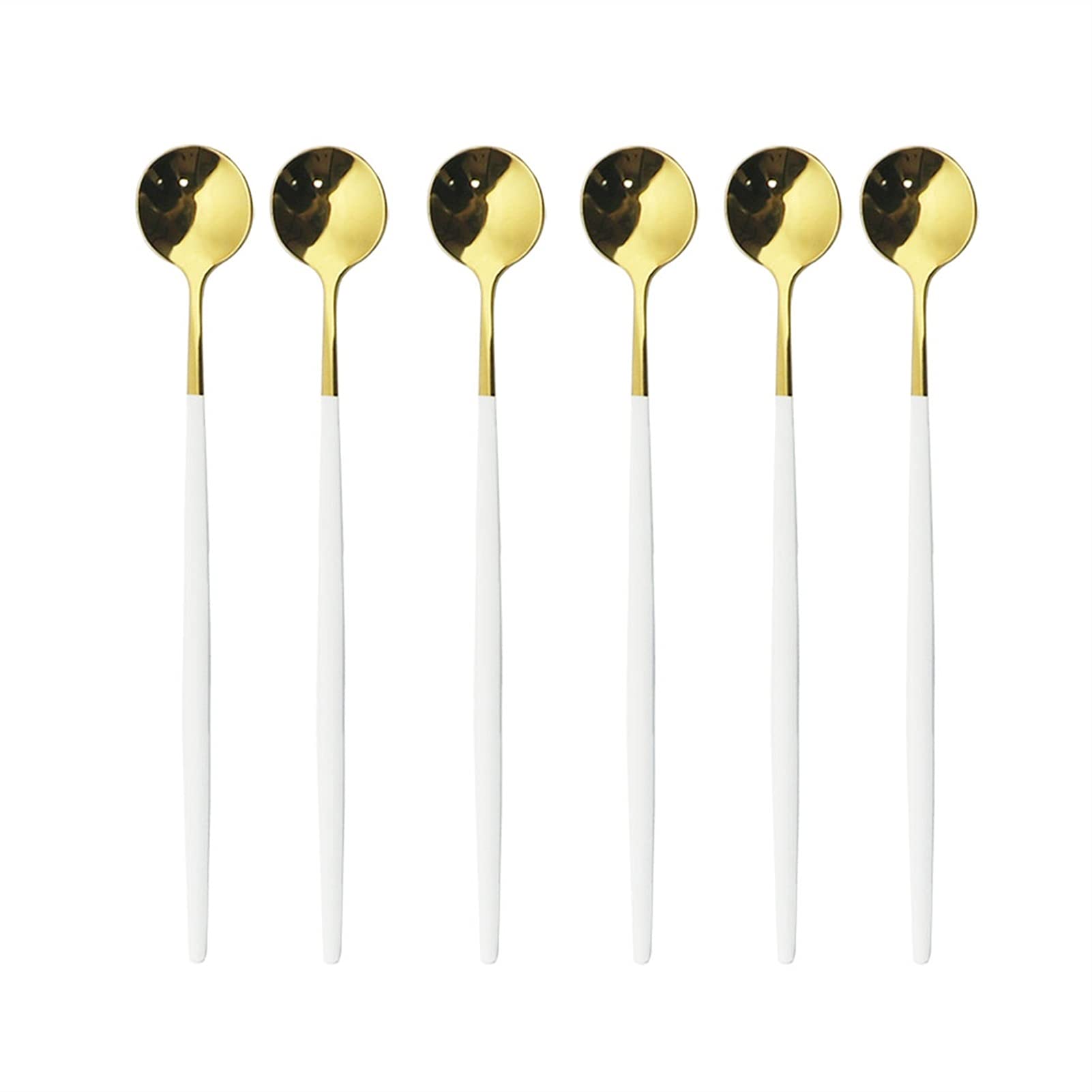 6pcs Cuillère à thé long de raccourcissement noir pour brusquer une brillance polie crème glacée à la crème glacée cuillère sans stique de la cuillère de cuisine de cuisine Coutellerie