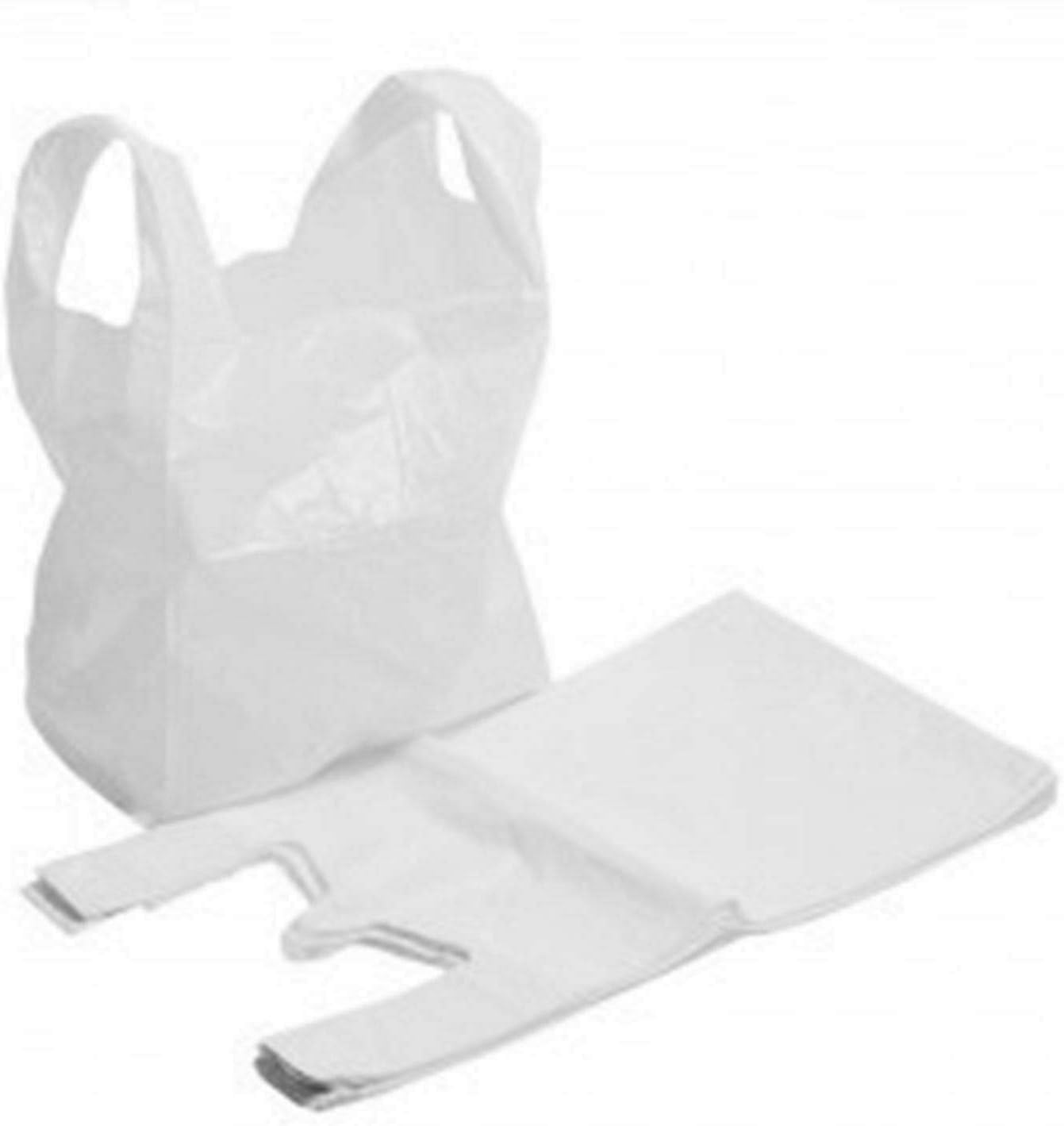 King Baj White Eagle 100 Bags Strong Extra Small Bottle Vest Carrier Bags 8" X 13" X 18" Plastic Carrier Bags Eco Friendly Recyclable (100) 15Mu