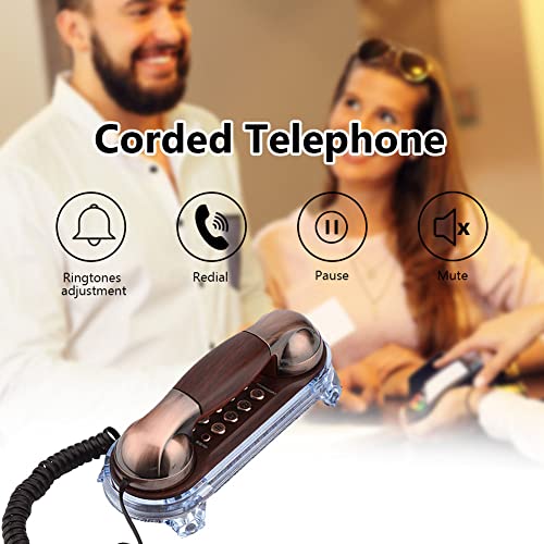Teléfono retro antiguo de pared con cable rojo bronce miniatura 3