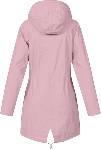 Raincoat Hoodie for Women Lightweight Waterproof Jacket with Hood and Drawstring Solid Rain Jacket Windproof Raincoat