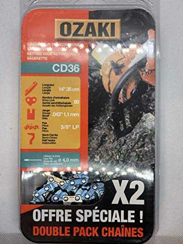 Ozaki - Chaine de tronçonneuse - CD36 - 14" - 50 entraîneurs - 1.1 mm - 3/8" LP - Semi Carrée Cover