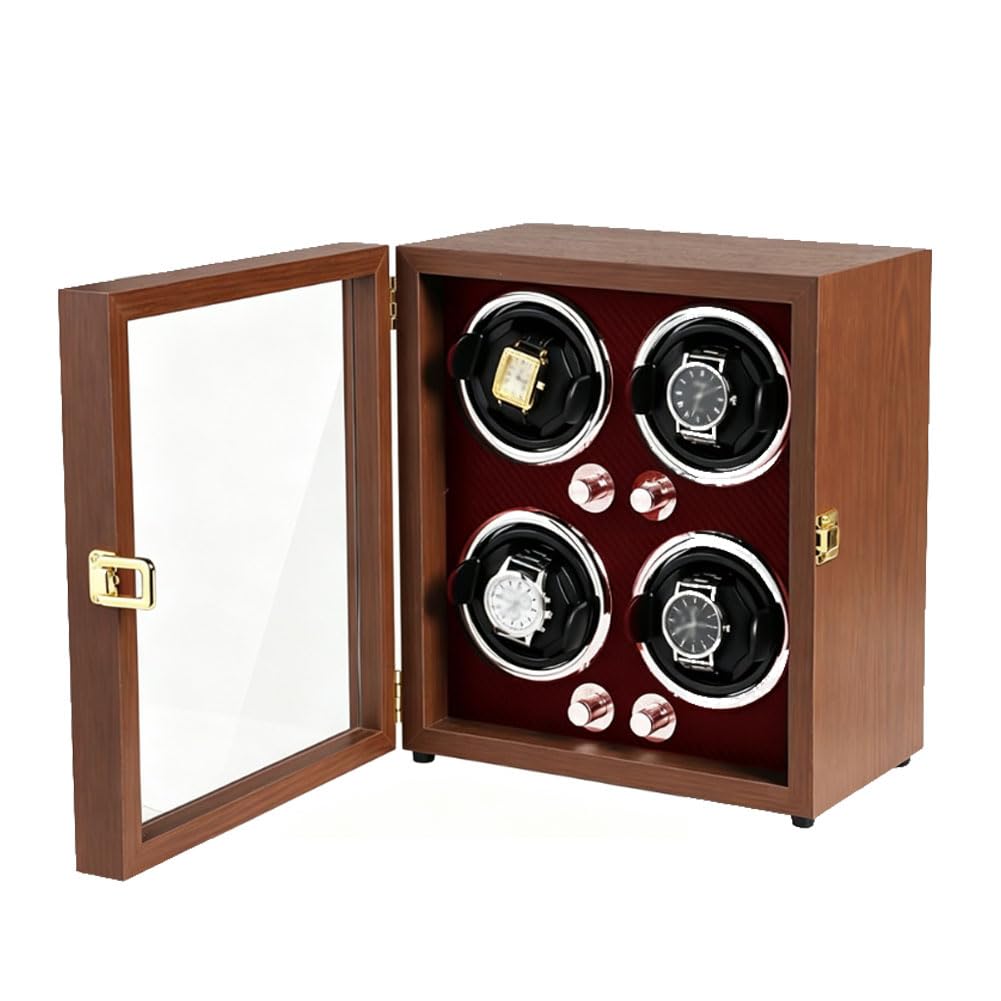 HGTRH Watch Winder, Watch Winders for Automatic Watches Watch Spinner 4 Watch Winder Watch Winder 4 Dual Watch Winder Red 4 Winding Station