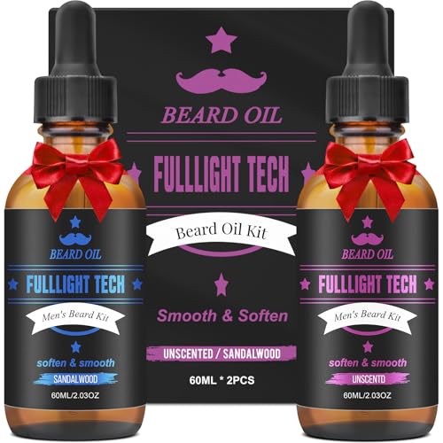 Beard Oil,2 Packs 4 FLOZ(120ml) Natural Beard Oil for Men Growth,Sandalwood and Unscented Beard