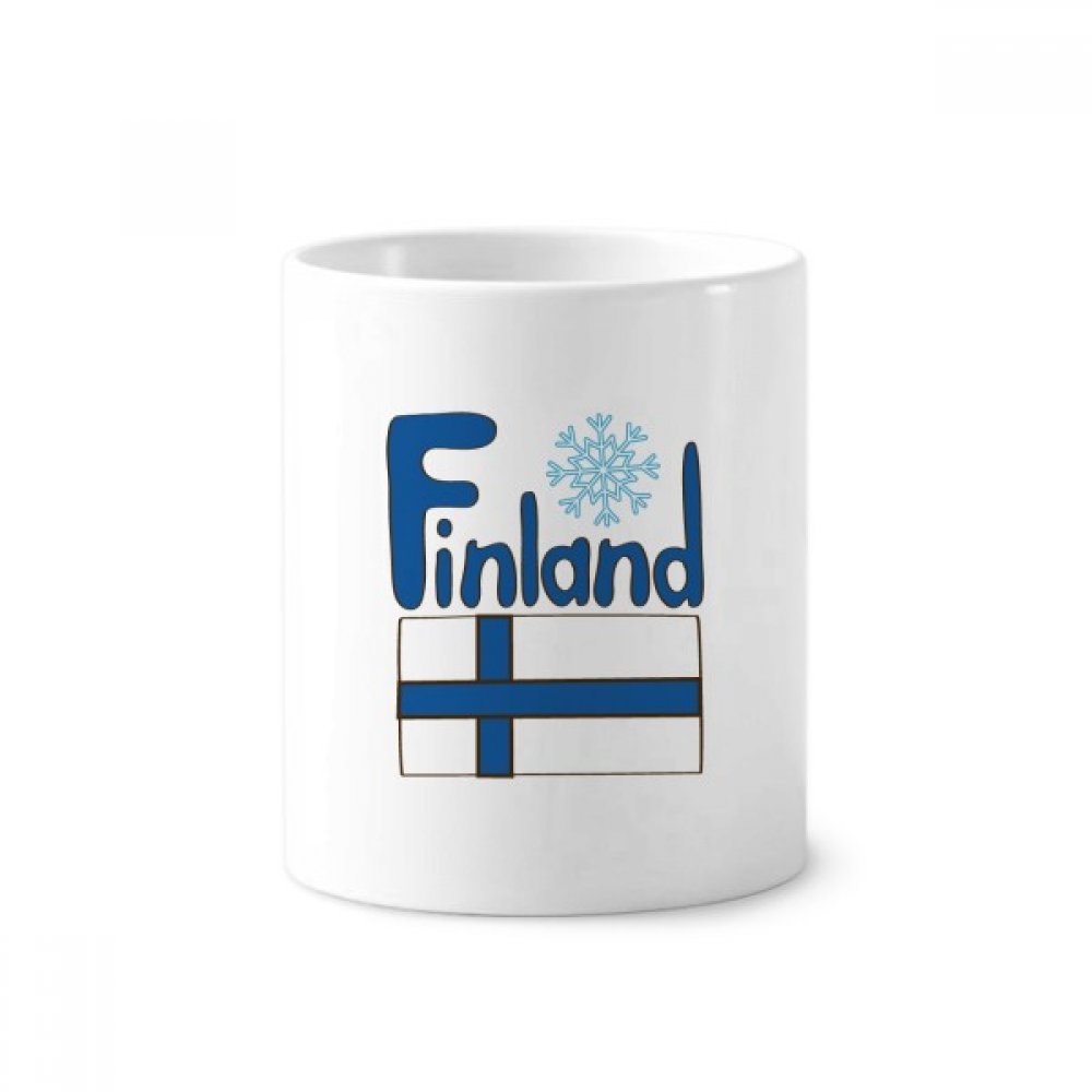 Finland National Flag Blue Pattern Toothbrush Pen Holder Mug Ceramic Stand Pencil Cup