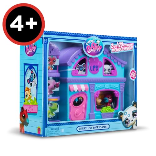BANDAI Littlest Pet Shop - La Grande Maison des Pet Shop - Coffret de Jeu avec 2 Pet Shop Inclus et + 20 Accessoires - Mini-Figurines Animaux à Collectionner - Jouet Enfant 4 Ans et + - BF00575