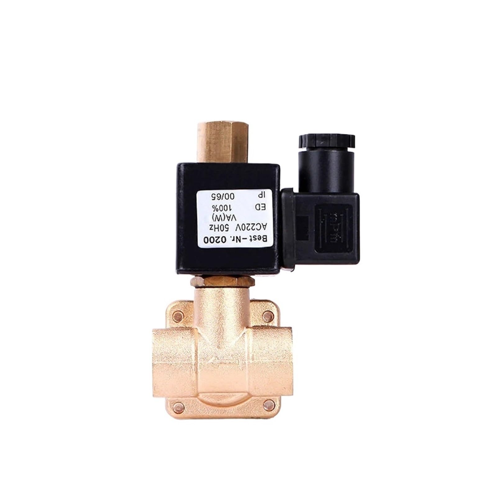 Électrovanne solénoïde 3/8 laiton NO 220V haute température pour circuits d'eau domestiques