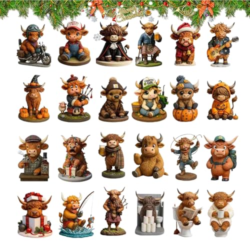 Highland Cow Countdown | 3D���킢���f�R���[�V���� - �N���X�}�X�J�����_�[�~�ՁA�z�[�����r���O���[���A�t�@�[���n�E�X�A�p�[�e�B�[�E�H�[���g�F�A�x�b�h�T�C�h�e�[�u���̖{�I�p