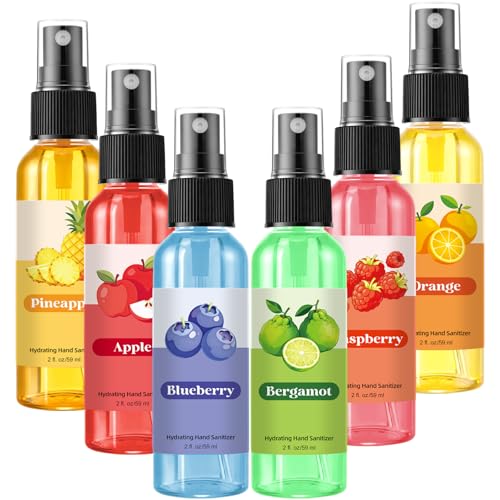 Image of 6 Pcs Hydrating Hand Washing Spray Vibrant Fruit Scented Hand Washing Spray Travel Size 2 Fl oz Pocket Bottle Mist Gently Cleans Dirt for Family Adults Sensitive Skin Office Family School