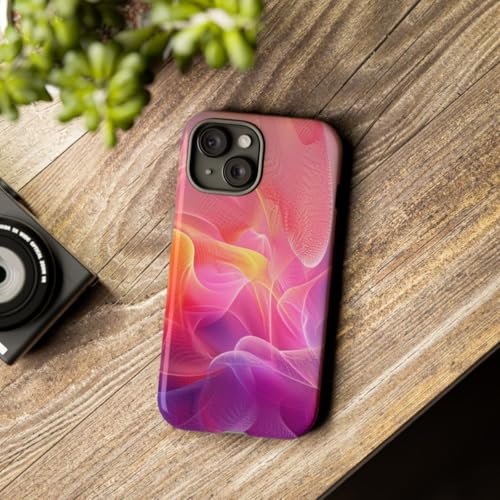 Coque rigide brillante iPhone 15 motif abstrait luxe violet fluide - 3