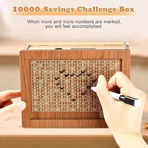 Image of Golden Money /Piggy Bank Reusable +5 Sheet for Savings Challenge Box 1,00,000 Coin Bank