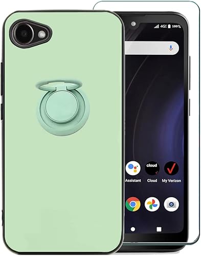 Ranyi Orbic Joy RC608L - Funda de teléfono con protector de pantalla, funda de TPU sólido puro con soporte de anillo giratorio 360, funda de Ranyi Orbic Joy RC608L - Funda de teléfono con protector de pantalla, funda de TPU sólido puro con soporte de anillo giratorio 360, funda de