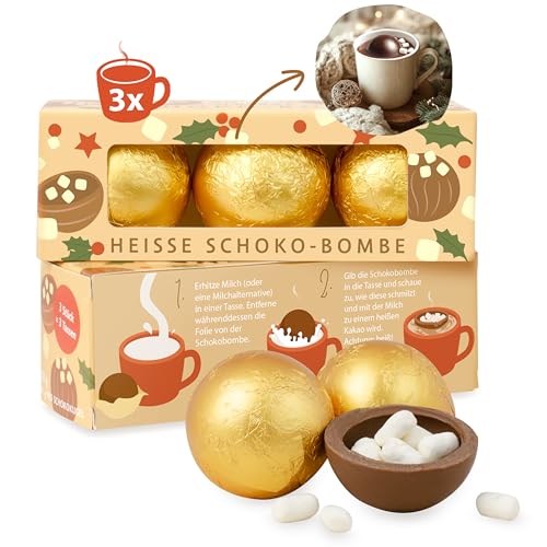 Schoko-Marshmallow Bomben heiße Schokolade für Winter & Weihnachten Schokoladenkugel mit Marshmallowfüllung Geschenkidee für Kinder & Erwachsene