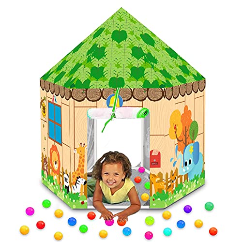 Webby Jumbo Club Castle Playhouse Tent with 10 Balls,Indoor&Outdoor for 3 to 12 Year Kids,Unisex Kids Toy,Multicolor, Tent House Theme