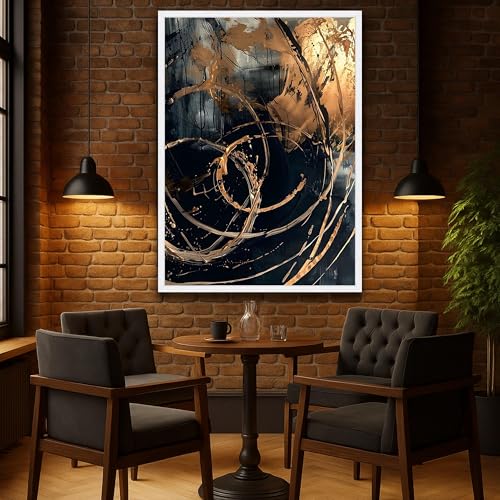 Tableau abstrait à motifs tourbillonnants sur toile de 80x110
