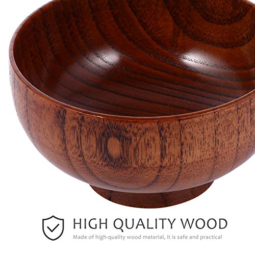 BESPORTBLE Tigela de madeira maciça estilo japonês para crianças pequenas, utensílios de mesa para s