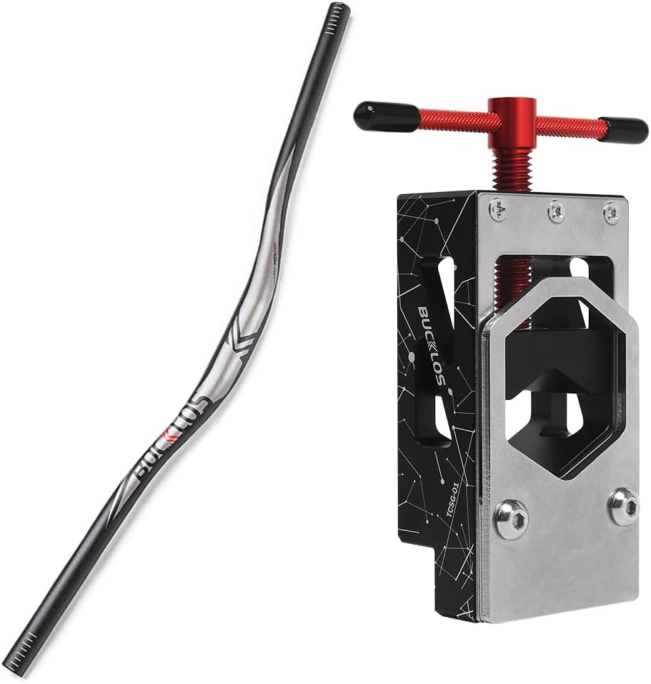 BUCKLOS 31.8mm Mountain Bike Handlebars Riser Bar, Aluminum Alloy MTB Handlebar 660mm & Bike Saw Guide for Mountain Road Bike Fork Steerer Seat Post Handlebar Carbon Fiber Aluminium Tubes Cutting Tool