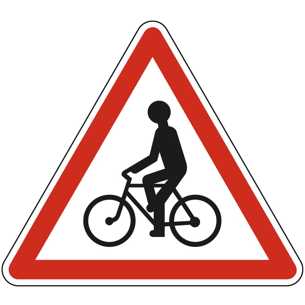 Signalétique.biz France - Signalétique.biz France Panneau Danger Débouché de cyclistes de droite ou de gauche A21 50 cm (500 mm) Signalisation Triangulaire Ecolign Panneau Sécurité Routière